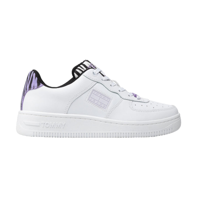 Sneaker Donna Tommy Hilfiger - Wmns Basket Wild Animal Cupsole - Bianco