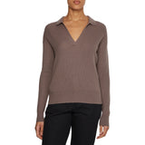 Maglie Donna Calvin Klein - Rib Open Neck Sweater - Marrone