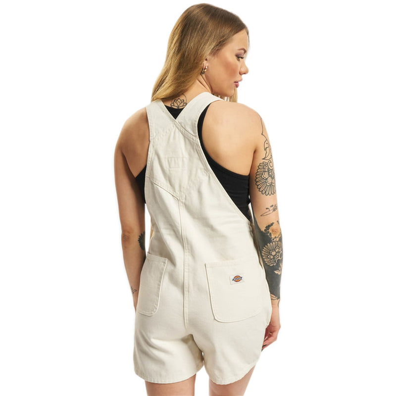 Salopette Donna Dickies - Dickies Duck Canvas Short Bib W Sw Cloud - Bianco
