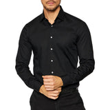 Camicie casual Uomo Calvin Klein - Poplin Stretch Slim Shirt - Nero