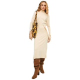 Vestiti casual Donna Surkana - Vestito Lungo In Maglia Collo Alto E Cinta - Beige