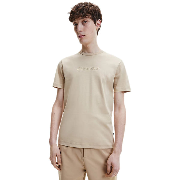 T-shirt Uomo Calvin Klein - Modern Front Logo T-Shirt - Beige