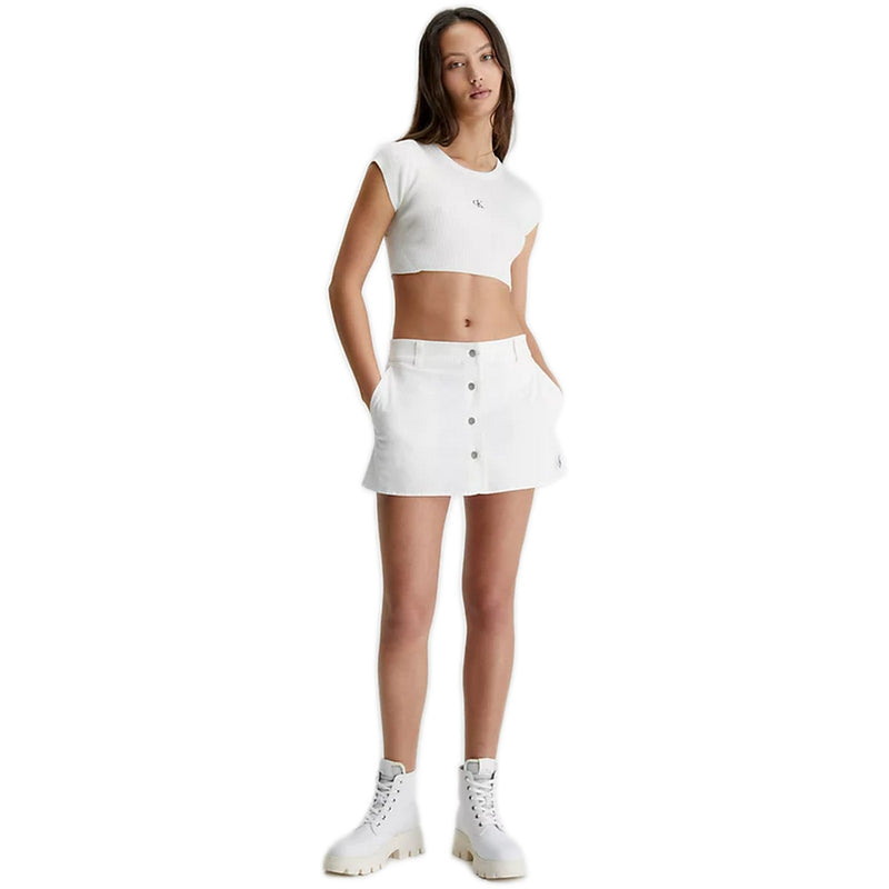 Gonne casual Donna Calvin Klein - Badge Micro Skirt - Bianco