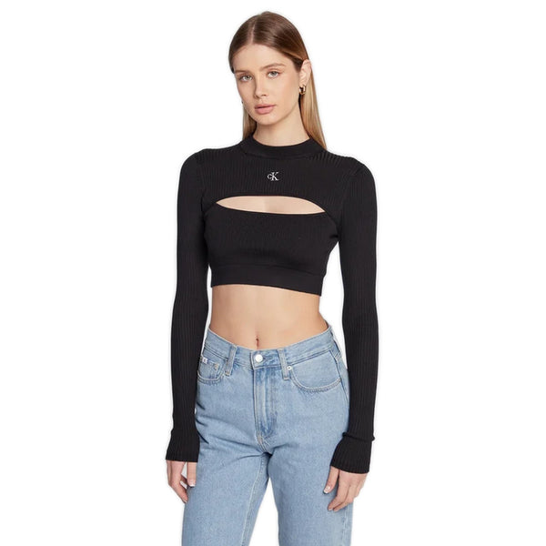 Maglie Donna Calvin Klein - Cut Out Neckline Sweater - Nero