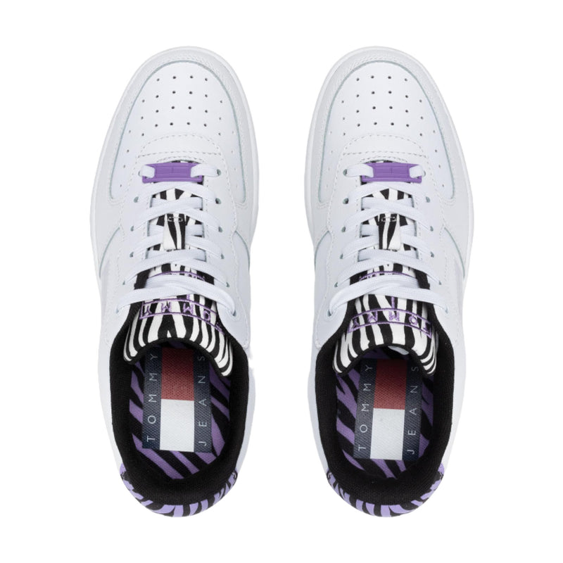 Sneaker Donna Tommy Hilfiger - Wmns Basket Wild Animal Cupsole - Bianco