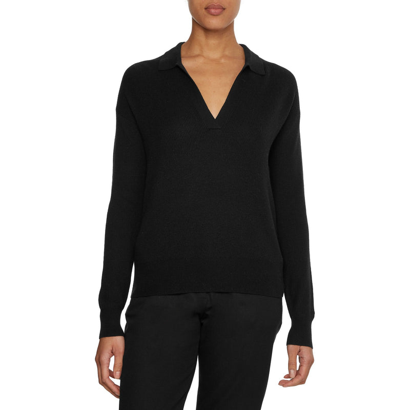 Maglie Donna Calvin Klein - Rib Open Neck Sweater - Nero