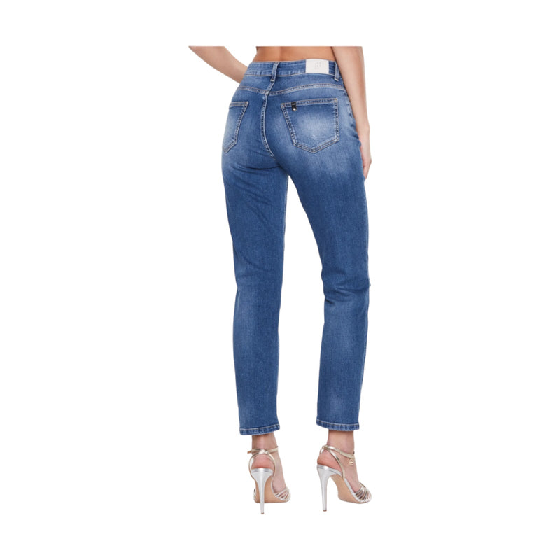 Jeans Donna Liu Jo - Pant Straight Fit H.w. - Blu