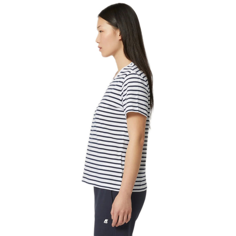 T-shirt Donna K-Way - Amalia Stripes - Blu