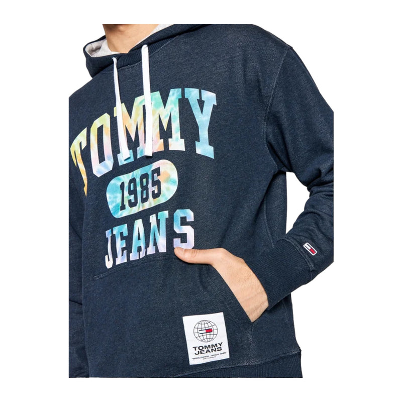 Felpe con cappuccio Uomo Tommy Hilfiger - Tjm College Tie Dye Hoodie Garzata - Blu