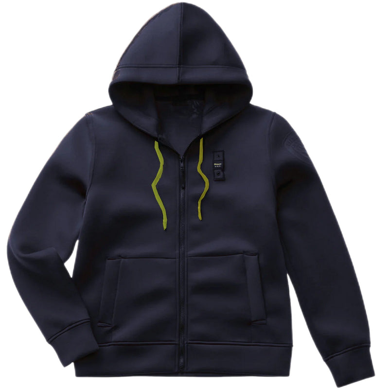 Felpa Con Zip Blauer David Junior - Nero, Tasche Con Zip, Morbida E Comoda