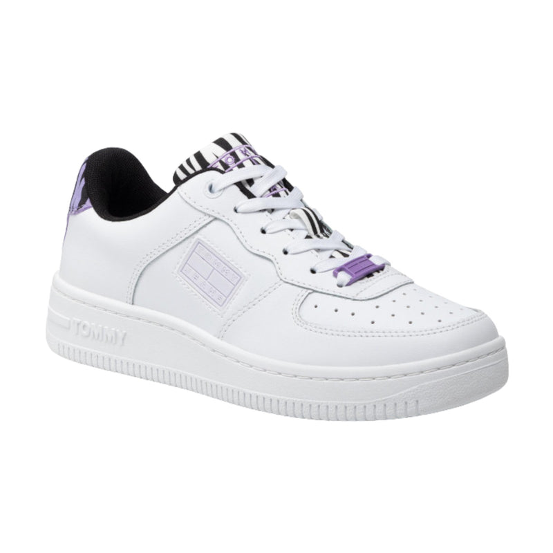 Sneaker Donna Tommy Hilfiger - Wmns Basket Wild Animal Cupsole - Bianco