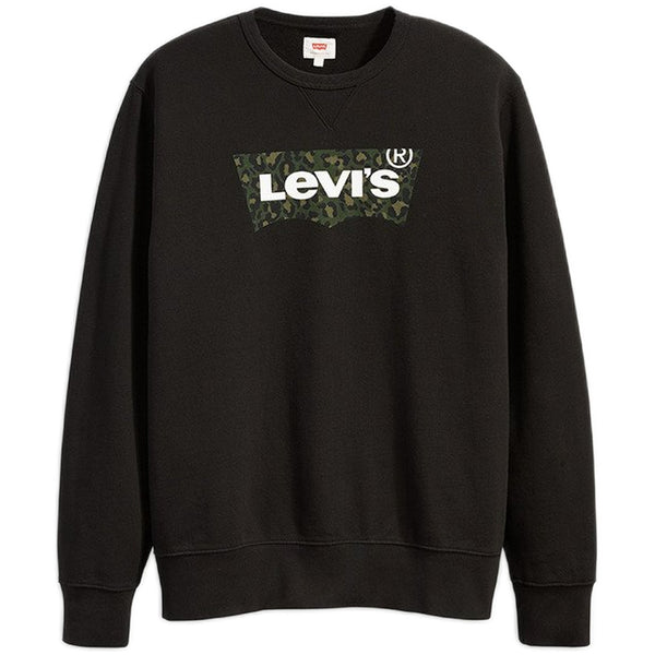 Felpe senza cappuccio Uomo Levi's - Felpa Girocollo Batwing Camo - Nero